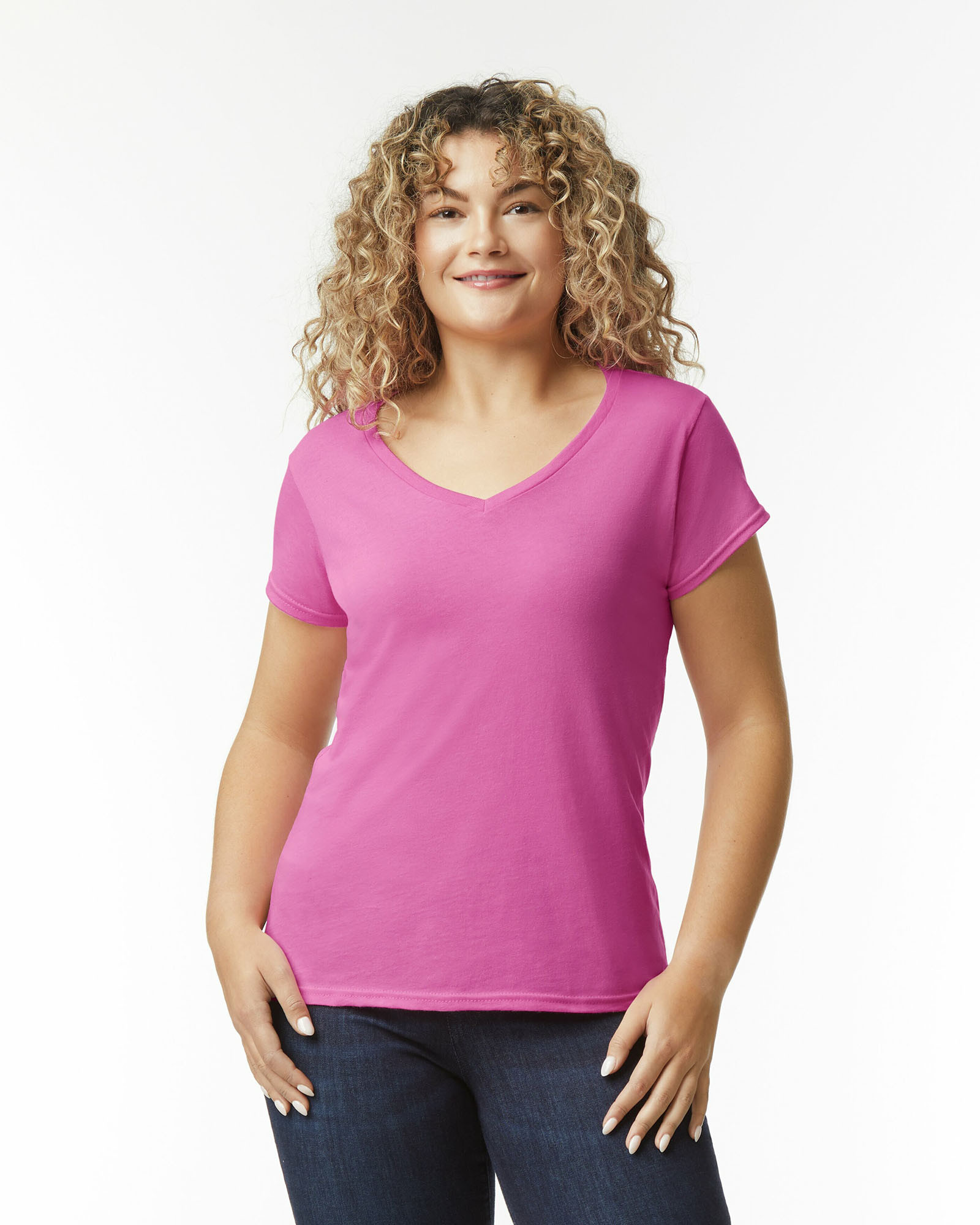 Ladies Soft Style V-Neck Tees Onilne Now | Blanktees NZ